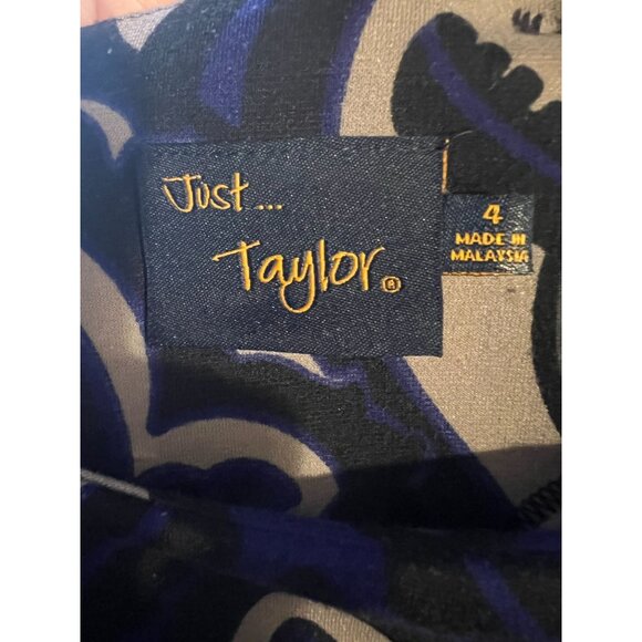 Just Taylor Women’s Size 4 Multicolored Paisley Dress Long Sleeves Stretch Back - Picture 4 of 4